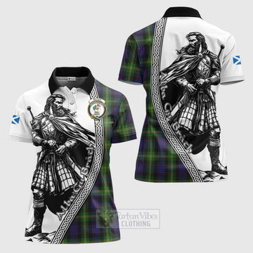 Watson Tartan Clan Crest Women's Polo Shirt with Highlander Warrior Celtic Style