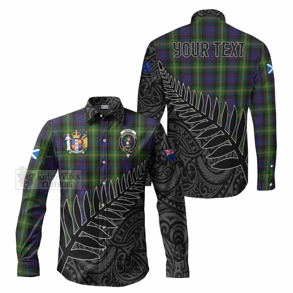 Tartan Vibes Clothing Watson Crest Tartan Long Sleeve Button Shirt with New Zealand Silver Fern Half Style