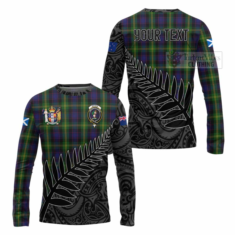 Tartan Vibes Clothing Watson Crest Tartan Long Sleeve T-Shirt with New Zealand Silver Fern Half Style