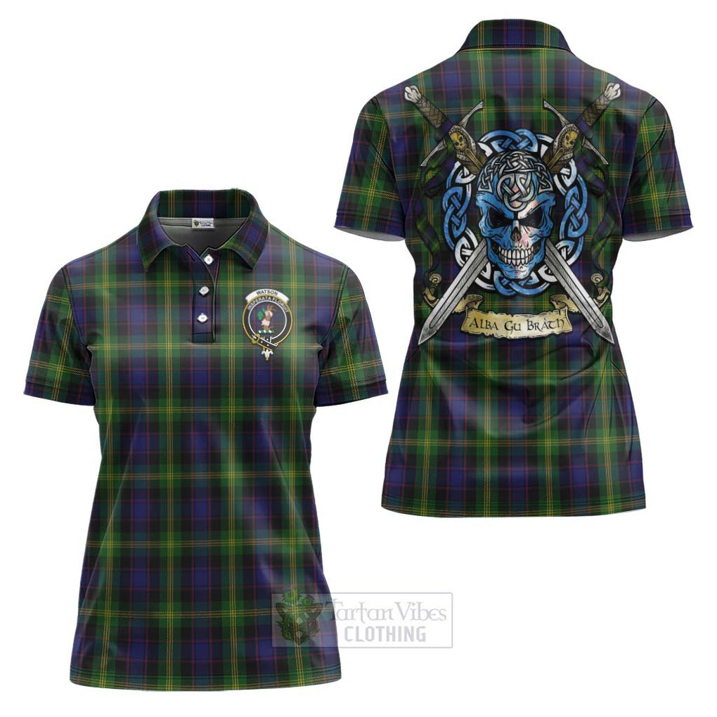 Tartan Vibes Clothing Watson Tartan Women's Polo Shirt with Family Crest Celtic Skull Style