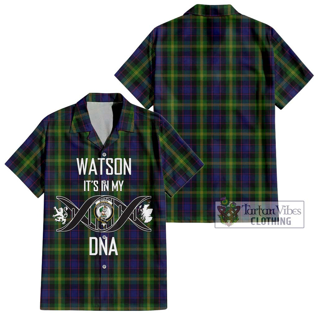 Watson Tartan Short Sleeve Button Shirt with Family Crest DNA In Me Style Kid - Tartanvibesclothing Shop