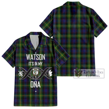 Watson Tartan Short Sleeve Button Shirt with Family Crest DNA In Me Style