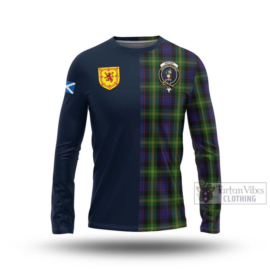 Watson Tartan Long Sleeve T-Shirt Alba with Scottish Lion Royal Arm Half Style Unisex - Tartan Vibes Clothing