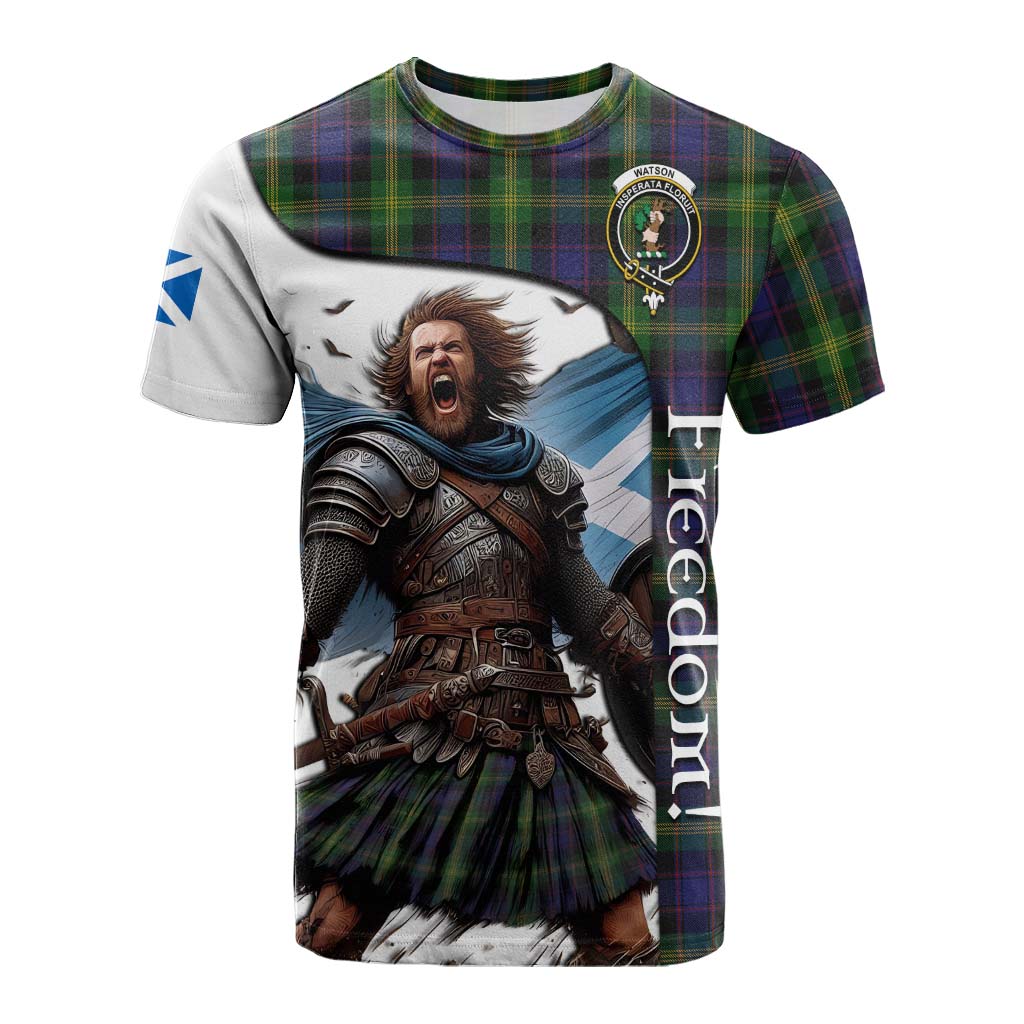 Tartan Vibes Clothing Watson Crest Tartan Cotton T-shirt Inspired by the Freedom of Scottish Warrior