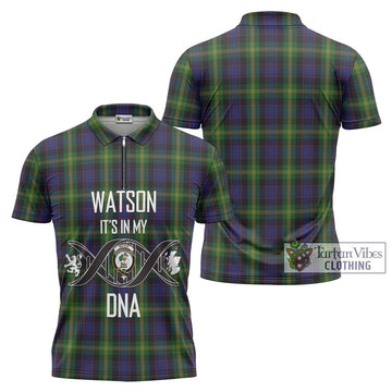 Watson Tartan Zipper Polo Shirt with Family Crest DNA In Me Style