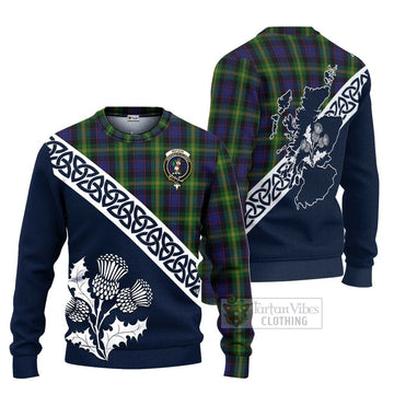 Watson Tartan Ugly Sweater Featuring Thistle and Scotland Map