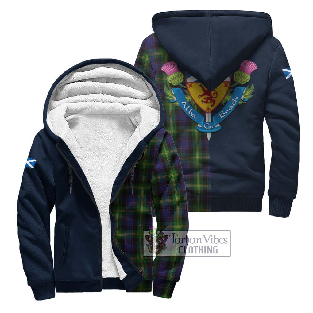 Watson Tartan Sherpa Hoodie Alba with Scottish Lion Royal Arm Half Style Unisex S - Tartan Vibes Clothing