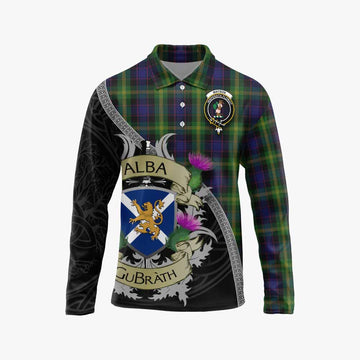 Watson Tartan Family Crest Long Sleeve Polo Shirt Lion Rampant Royal Thistle Shield Celtic Inspired Unisex - Tartan Vibes Clothing