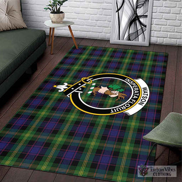 Watson Tartan Area Rug with Family Crest