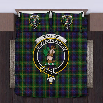 Watson Tartan Quilt Bed Set with Family Crest