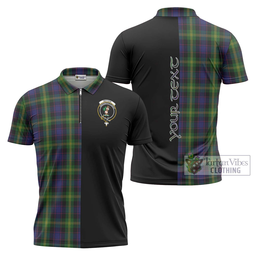 Watson Tartan Zipper Polo Shirt with Family Crest and Half Of Me Style Unisex - Tartanvibesclothing Shop