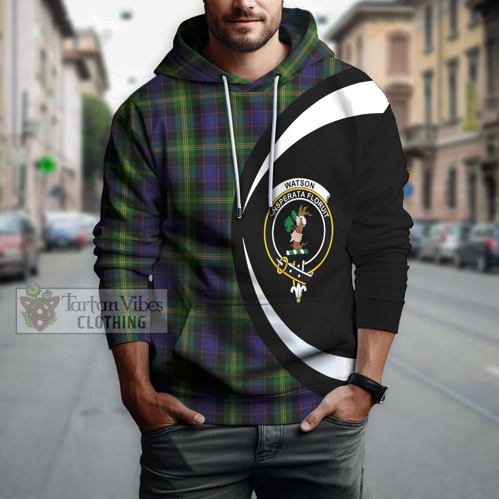 Watson Tartan Hoodie with Family Crest Circle Style Zip Hoodie - Tartan Vibes Clothing