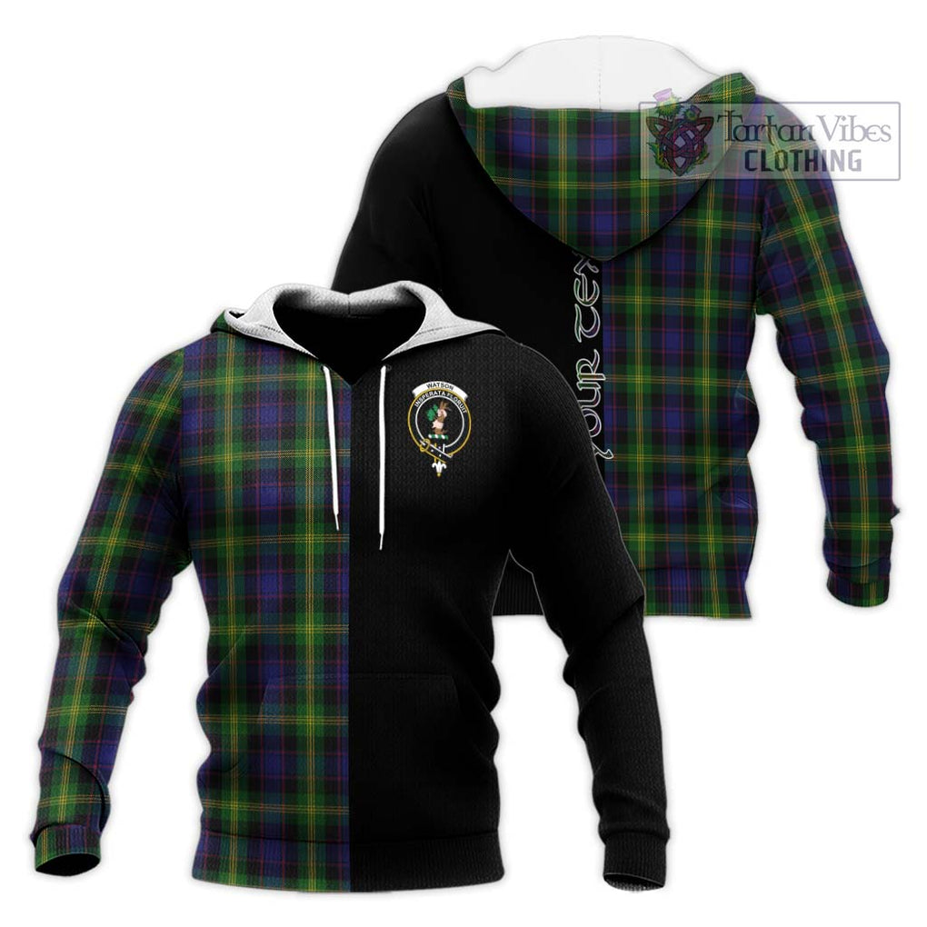 Watson Tartan Knitted Hoodie with Family Crest and Half Of Me Style Unisex Knitted Pullover Hoodie - Tartanvibesclothing Shop