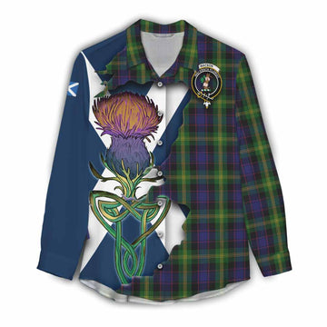 Watson Tartan Family Crest Women's Casual Shirt Scottish Thistle Celtic Inspired Female - Tartan Vibes Clothing
