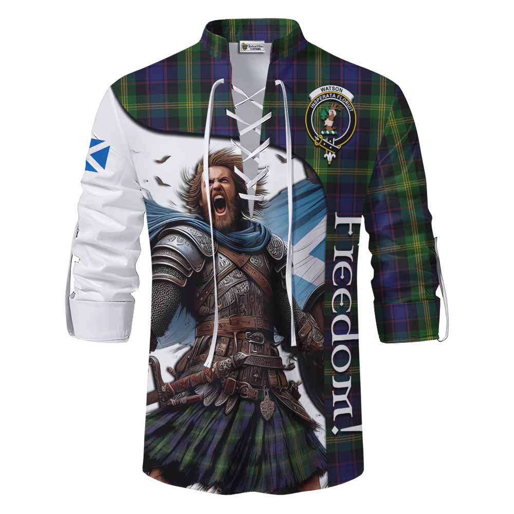 Tartan Vibes Clothing Watson Crest Tartan Ghillie Kilt Shirt Inspired by the Freedom of Scottish Warrior