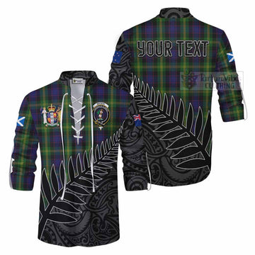 Watson Crest Tartan Ghillie Kilt Shirt with New Zealand Silver Fern Half Style