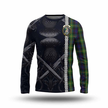 Watson Tartan Long Sleeve T-Shirt with Family Crest Cross Sword Thistle Celtic Vibes