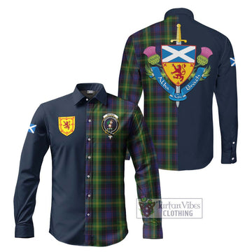 Watson Tartan Long Sleeve Button Shirt Alba with Scottish Lion Royal Arm Half Style