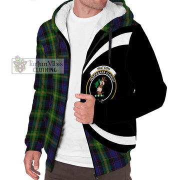 Watson Tartan Sherpa Hoodie with Family Crest Circle Style