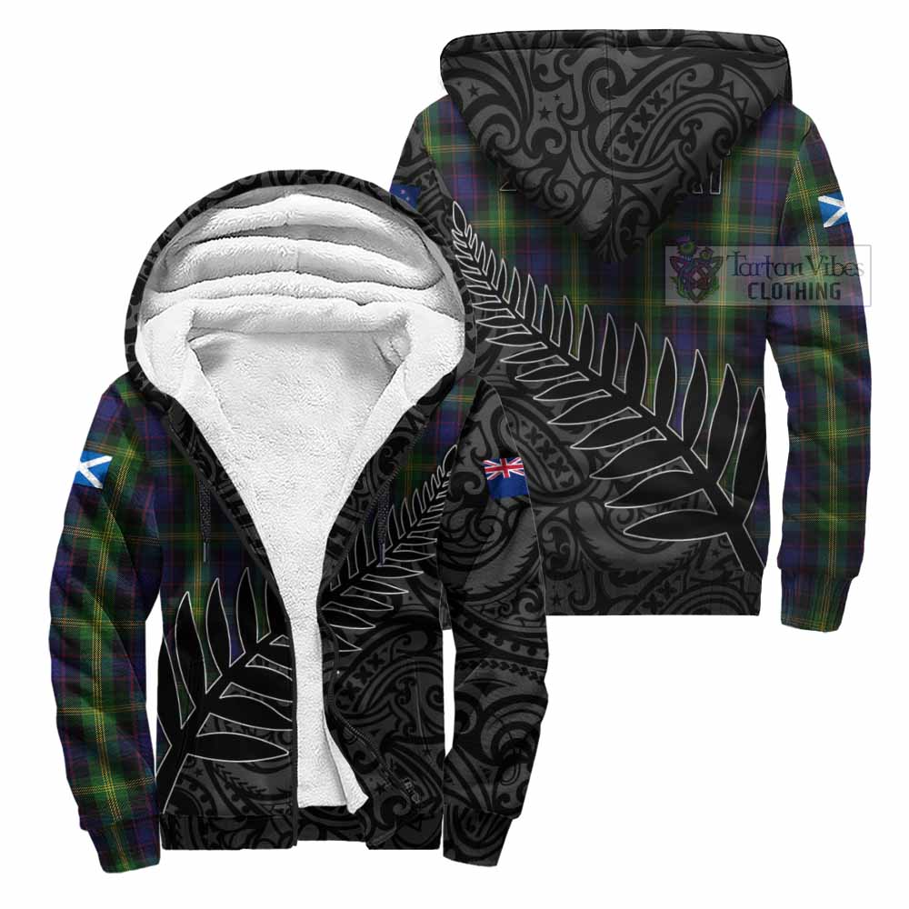 Tartan Vibes Clothing Watson Crest Tartan Sherpa Hoodie with New Zealand Silver Fern Half Style