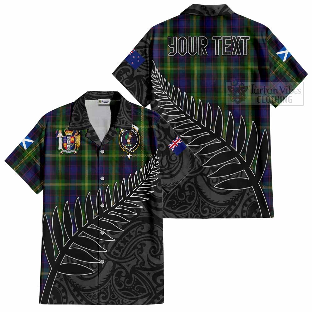 Tartan Vibes Clothing Watson Crest Tartan Short Sleeve Button Shirt with New Zealand Silver Fern Half Style