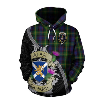 Watson Tartan Family Crest Cotton Hoodie Lion Rampant Royal Thistle Shield Celtic Inspired Pullover Hoodie XS - Tartan Vibes Clothing