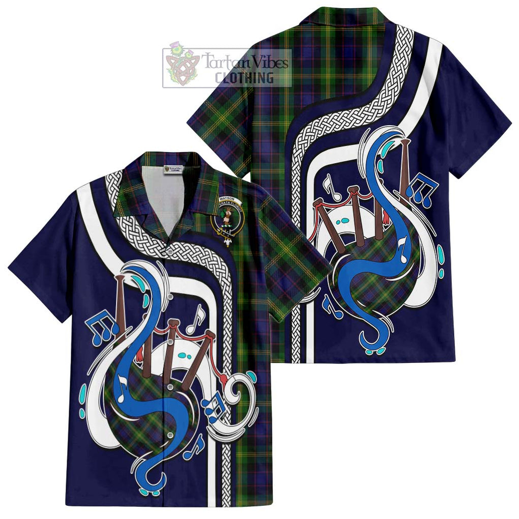 Watson Tartan Short Sleeve Button Shirt with Epic Bagpipe Style Kid - Tartanvibesclothing Shop