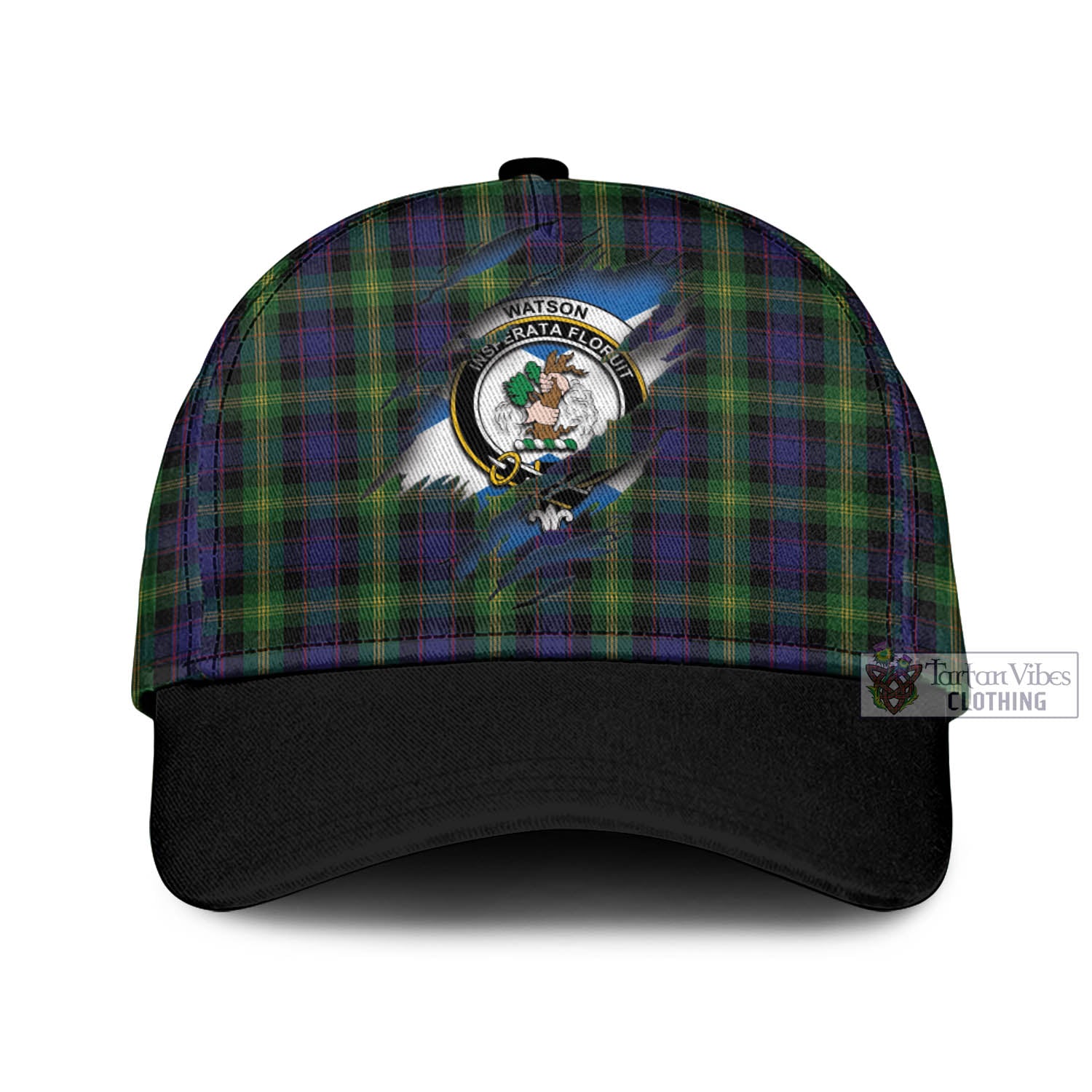 Tartan Vibes Clothing Watson Tartan Classic Cap with Family Crest In Me Style