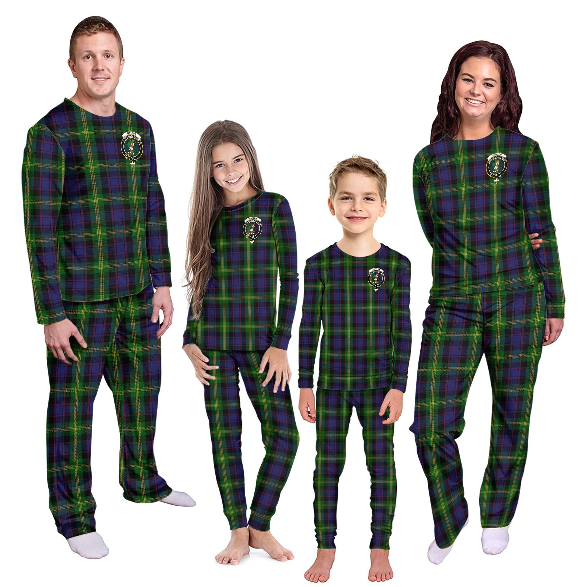 Watson Tartan Pajamas Family Set with Family Crest - Tartanvibesclothing