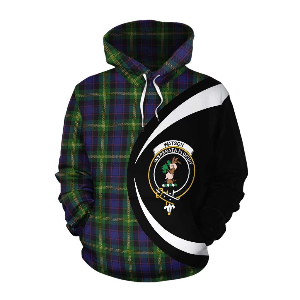 Watson Tartan Cotton Hoodie with Family Crest Circle Style Pullover Hoodie XS - Tartan Vibes Clothing