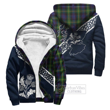 Watson Tartan Sherpa Hoodie Featuring Thistle and Scotland Map