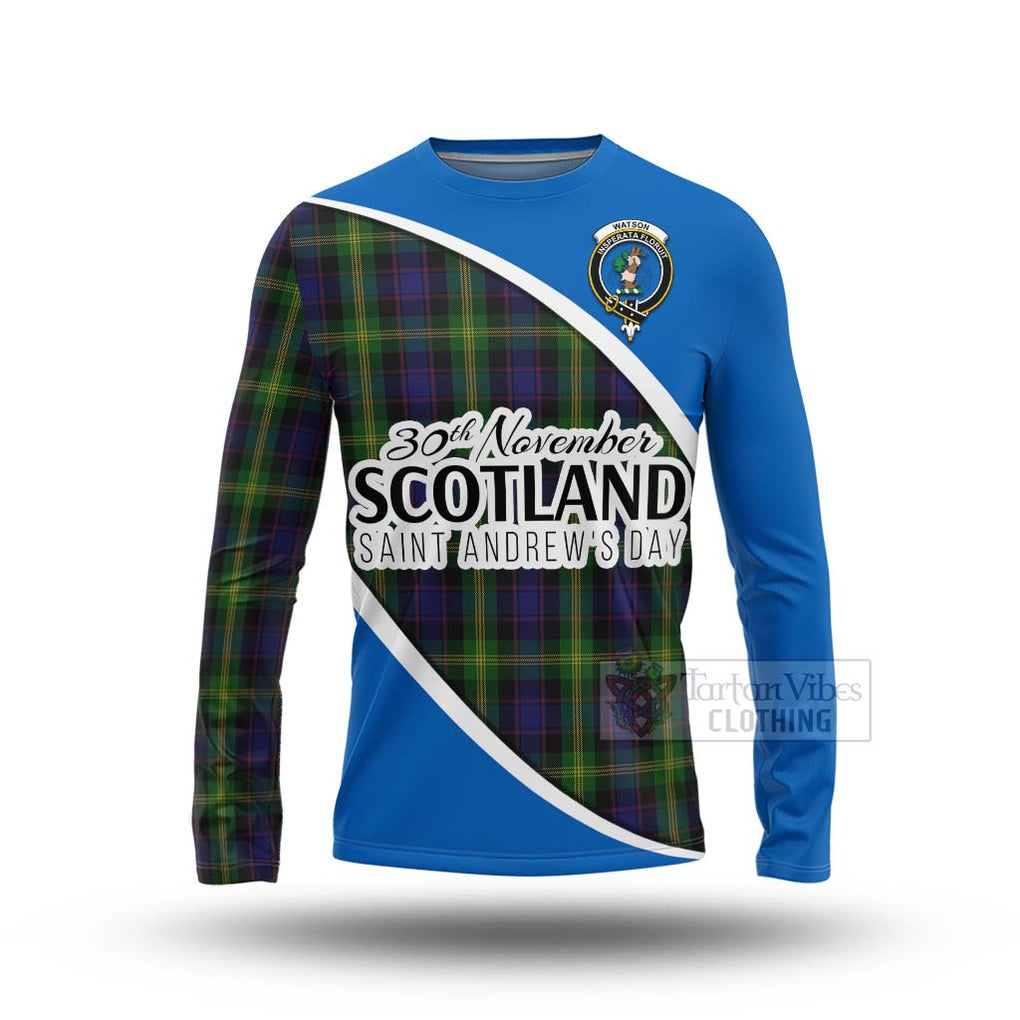 Tartan Vibes Clothing Watson Family Crest Tartan Long Sleeve T-Shirt Celebrate Saint Andrew's Day in Style