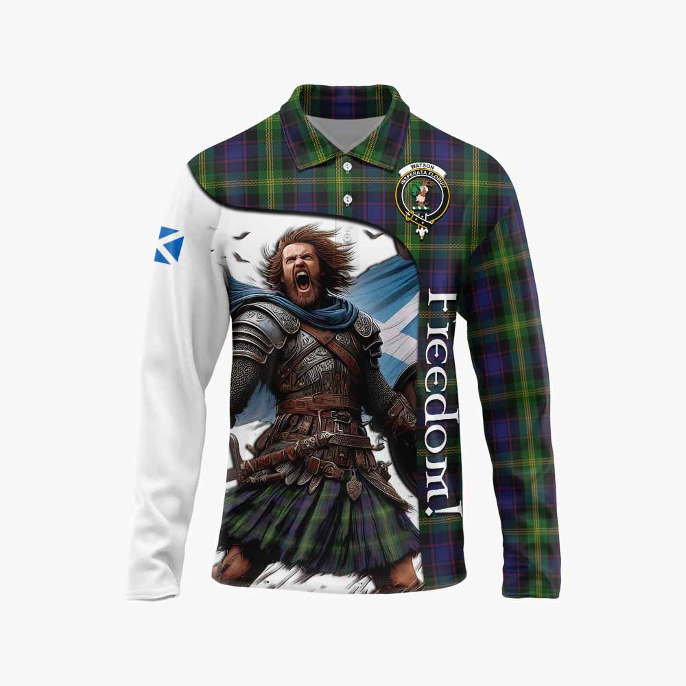 Tartan Vibes Clothing Watson Crest Tartan Long Sleeve Polo Shirt Inspired by the Freedom of Scottish Warrior