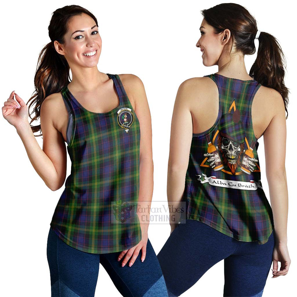 Tartan Vibes Clothing Watson Tartan Women's Racerback Tanks with Family Crest and Bearded Skull Holding Bottles of Whiskey