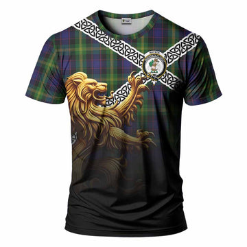 Watson Crest Tartan T-Shirt with Golden Lion Emblem Celtic Style Kid's Shirt - Tartan Vibes Clothing