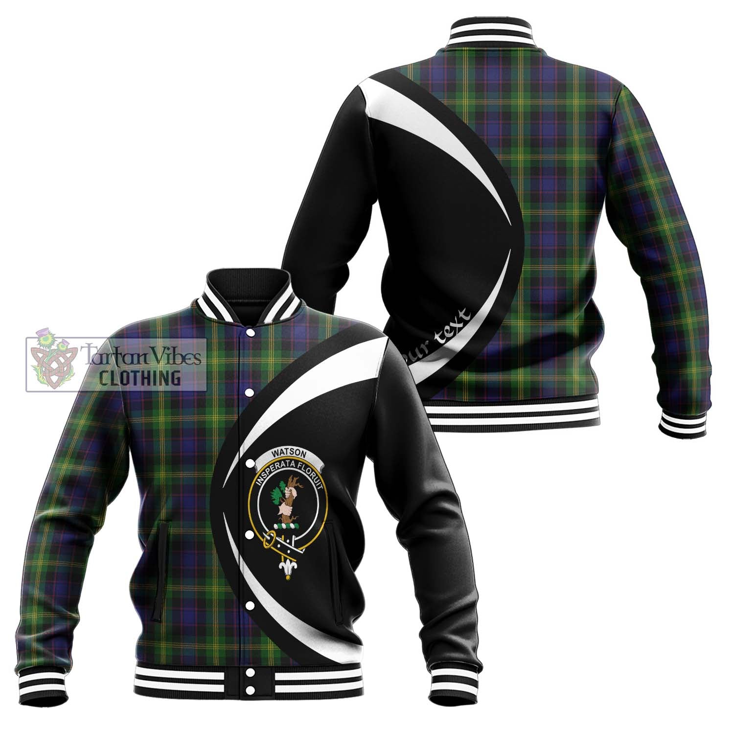 Watson Tartan Baseball Jacket with Family Crest Circle Style Unisex - Tartan Vibes Clothing