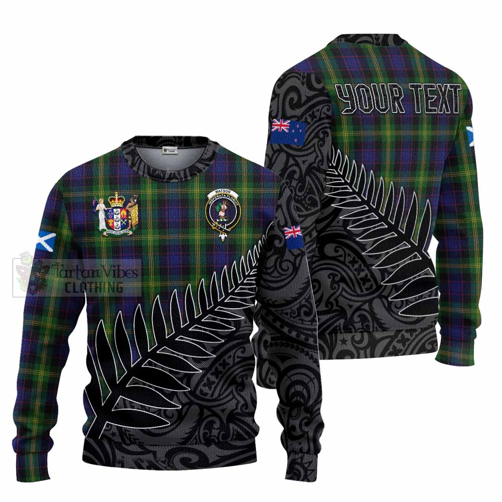 Tartan Vibes Clothing Watson Crest Tartan Knitted Sweater with New Zealand Silver Fern Half Style