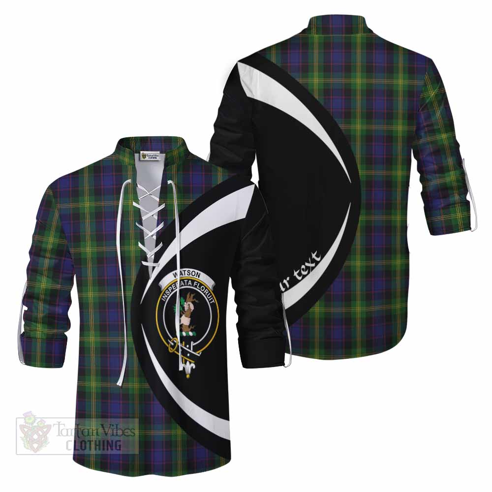 Tartan Vibes Clothing Watson Tartan Ghillie Kilt Shirt with Family Crest Circle Style