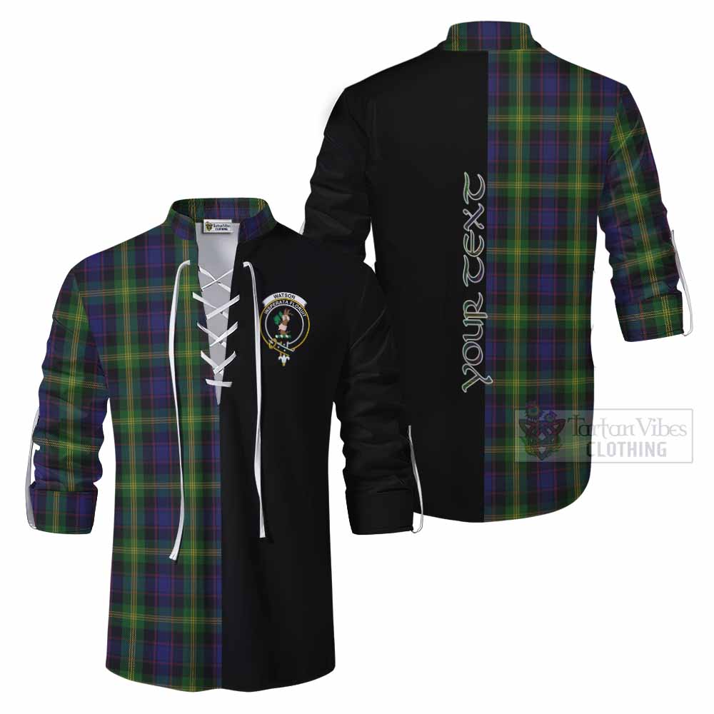 Tartan Vibes Clothing Watson Tartan Ghillie Kilt Shirt with Family Crest and Half Of Me Style