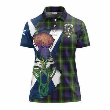 Watson Tartan Family Crest Women's Polo Shirt Scottish Thistle Celtic Inspired Women - Tartan Vibes Clothing