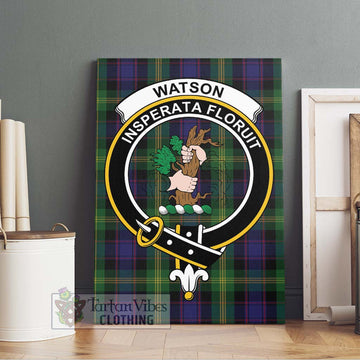 Watson Tartan Canvas Print Wall Art with Family Crest