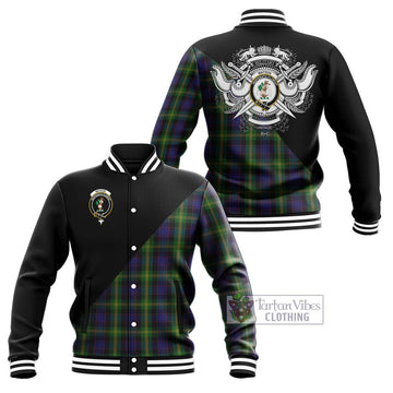 Watson Tartan Baseball Jacket with Family Crest and Military Logo Style