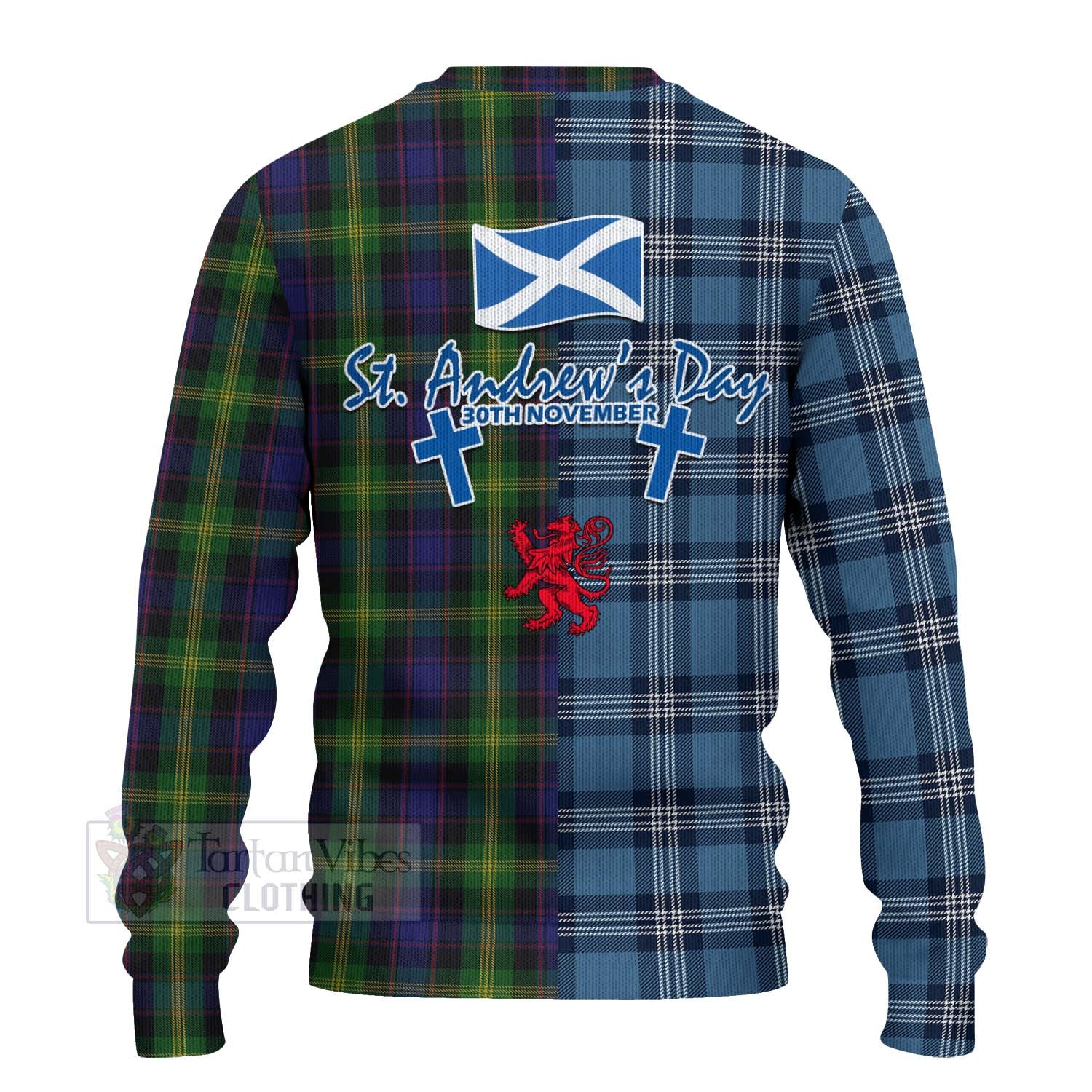 Tartan Vibes Clothing Watson Tartan Knitted Sweater Happy St. Andrew's Day Half Tartan Style