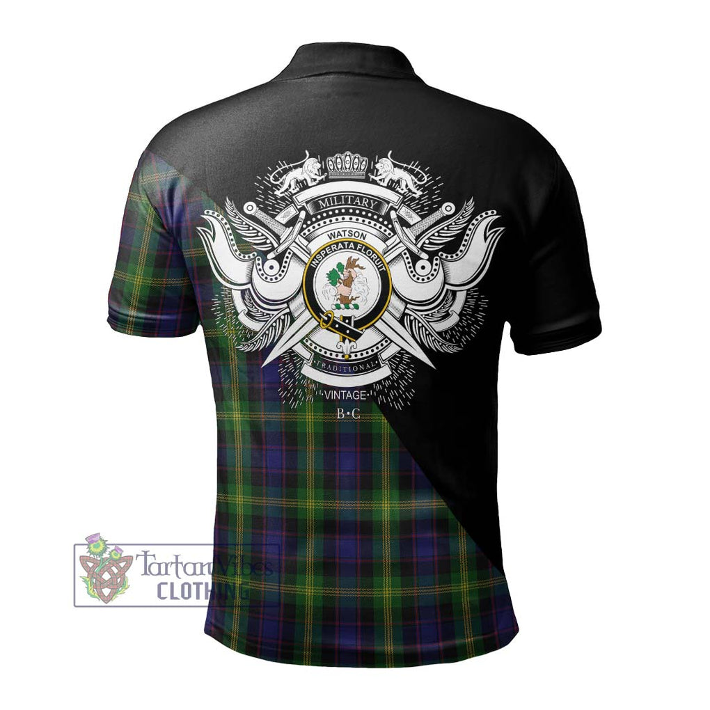 Watson Tartan Polo Shirt with Family Crest and Military Logo Style - Tartanvibesclothing Shop