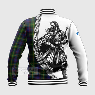 Watson Tartan Clan Crest Baseball Jacket with Highlander Warrior Celtic Style