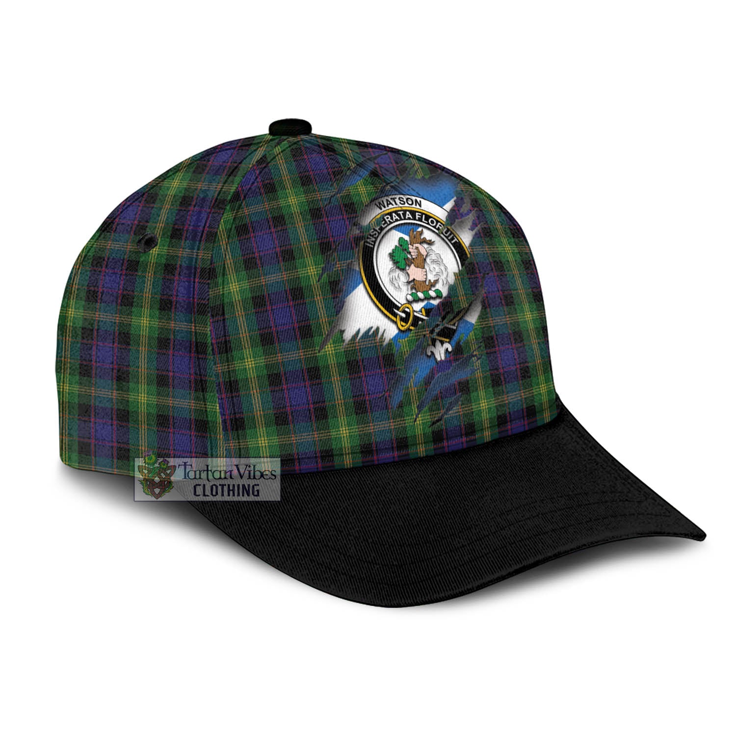 Tartan Vibes Clothing Watson Tartan Classic Cap with Family Crest In Me Style