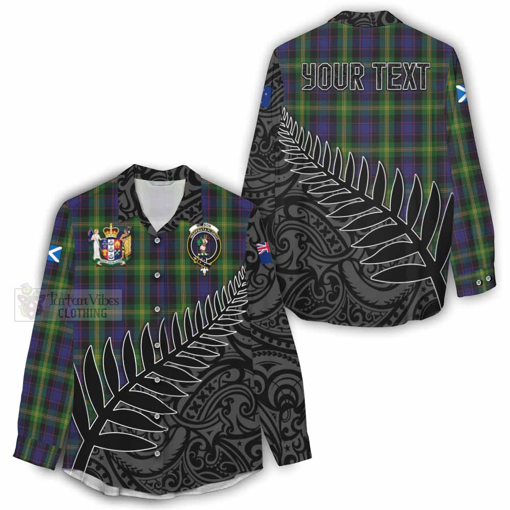 Tartan Vibes Clothing Watson Crest Tartan Women's Casual Shirt with New Zealand Silver Fern Half Style