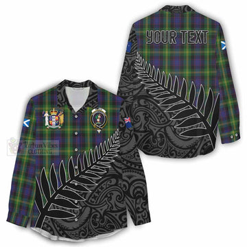 Watson Crest Tartan Women's Casual Shirt with New Zealand Silver Fern Half Style