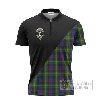 Watson Tartan Zipper Polo Shirt with Family Crest and Military Logo Style