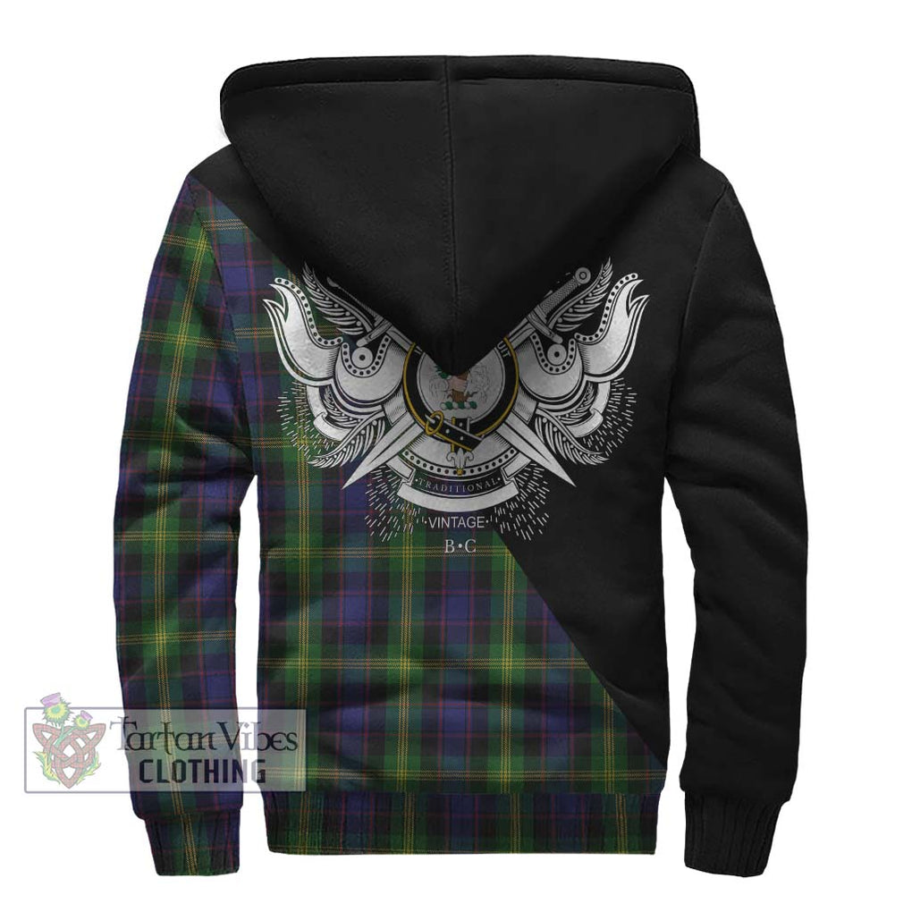 Watson Tartan Sherpa Hoodie with Family Crest and Military Logo Style - Tartanvibesclothing Shop